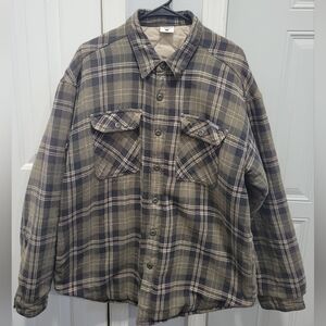 Sorel Mens Quilted Plaid Heavy Duty Shacket Size Large Green and Cream